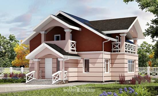 155-009-Л Проект двухэтажного дома с мансардой, красивый домик из бризолита Новоуральск | Проекты домов от House Expert