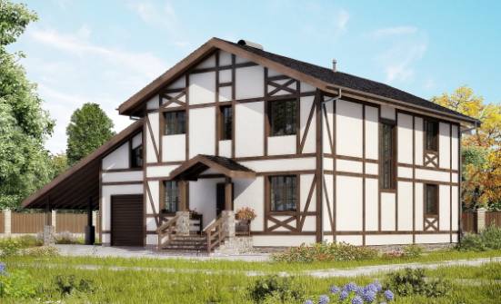 250-002-Л Проект двухэтажного дома мансардой и гаражом, красивый загородный дом из кирпича Лесной | Проекты домов от House Expert