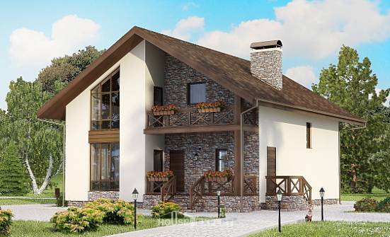 155-001-П Проект двухэтажного дома мансардой, гараж, доступный загородный дом из бризолита Асбест | Проекты домов от House Expert