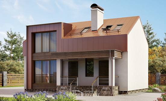 120-004-Л Проект двухэтажного дома мансардный этаж, небольшой домик из пеноблока Нижние Серги | Проекты домов от House Expert