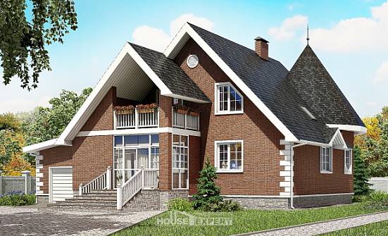 220-002-Л Проект двухэтажного дома с мансардой, гараж, классический коттедж из блока Сысерть | Проекты домов от House Expert