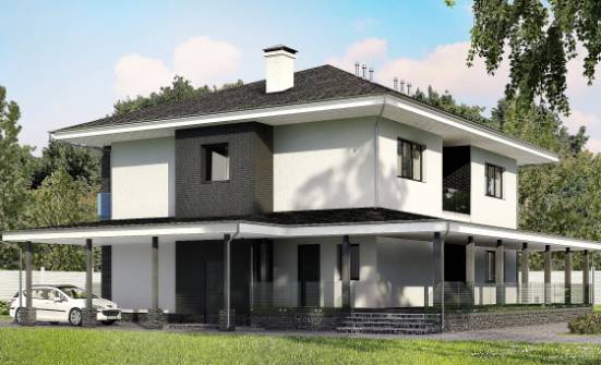 245-002-П Проект двухэтажного дома, гараж, красивый дом из бризолита Красноуфимск | Проекты домов от House Expert