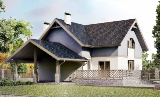150-011-П Проект двухэтажного дома с мансардным этажом, гараж, классический коттедж из бризолита Карпинск | Проекты домов от House Expert