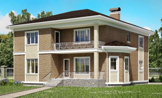 335-002-П Проект двухэтажного дома, гараж, современный домик из кирпича Североуральск | Проекты домов от House Expert