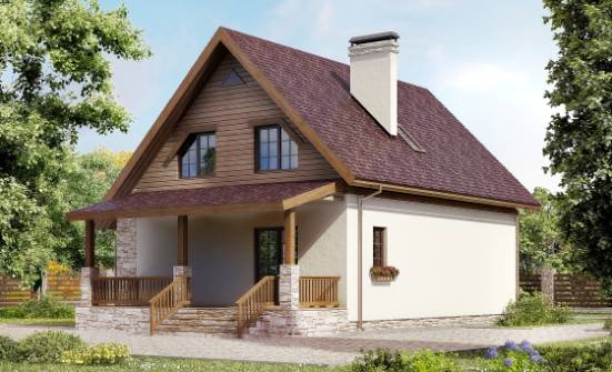 140-001-П Проект двухэтажного дома мансардой, бюджетный загородный дом из газобетона Невьянск | Проекты домов от House Expert