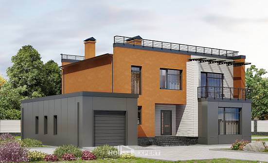 260-002-Л Проект двухэтажного дома, гараж, красивый дом из пеноблока Первоуральск | Проекты домов от House Expert