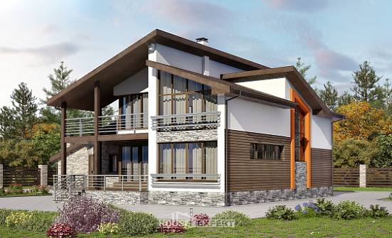 240-004-П Проект двухэтажного дома с мансардой, гараж, красивый домик из твинблока Верхняя Пышма | Проекты домов от House Expert
