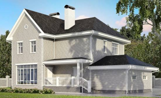 190-001-Л Проект двухэтажного дома и гаражом, простой загородный дом из кирпича Реж | Проекты домов от House Expert