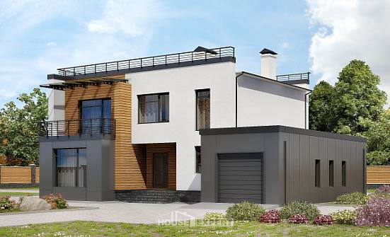 260-002-П Проект двухэтажного дома и гаражом, классический домик из теплоблока Верхняя Пышма | Проекты домов от House Expert