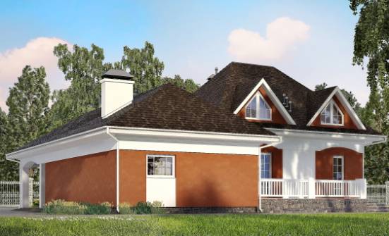 180-007-П Проект двухэтажного дома с мансардным этажом, гараж, компактный домик из пеноблока Алапаевск | Проекты домов от House Expert