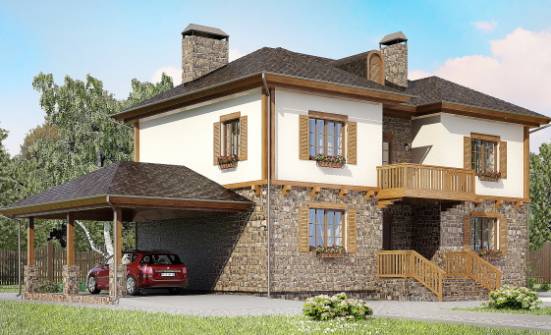 155-006-Л Проект двухэтажного дома, гараж, бюджетный домик из арболита Новоуральск | Проекты домов от House Expert