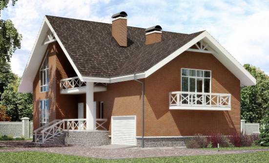 215-001-П Проект двухэтажного дома мансардой, гараж, простой дом из газосиликатных блоков Первоуральск | Проекты домов от House Expert