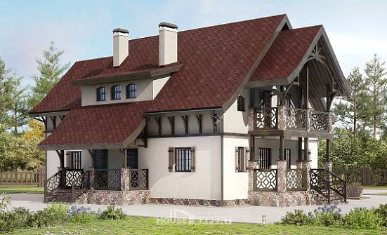 180-014-П Проект двухэтажного дома с мансардным этажом, классический домик из бризолита Карпинск | Проекты домов от House Expert