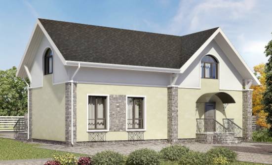 150-012-П Проект двухэтажного дома мансардой, доступный загородный дом из поризованных блоков Тавда | Проекты домов от House Expert