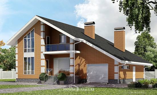 190-006-П Проект двухэтажного дома с мансардой и гаражом, уютный дом из газосиликатных блоков Заречный | Проекты домов от House Expert