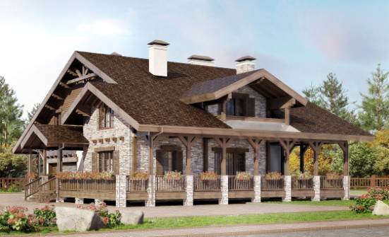 340-003-П Проект двухэтажного дома мансардный этаж и гаражом, уютный загородный дом из кирпича Дегтярск | Проекты домов от House Expert