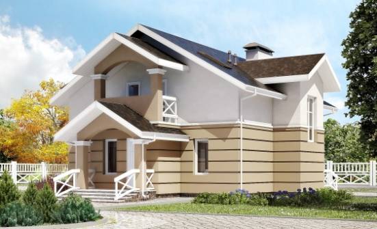 155-009-П Проект двухэтажного дома мансардой, компактный домик из поризованных блоков Карпинск | Проекты домов от House Expert