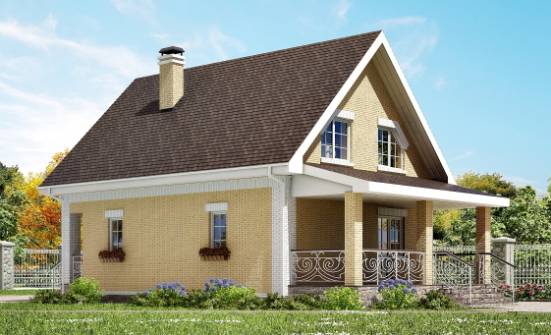 130-004-П Проект двухэтажного дома мансардой, простой загородный дом из газобетона Полевской | Проекты домов от House Expert