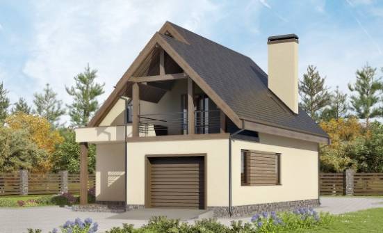 120-005-Л Проект двухэтажного дома мансардой и гаражом, небольшой дом из теплоблока Лесной | Проекты домов от House Expert