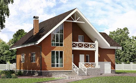 215-001-П Проект двухэтажного дома мансардой, гараж, простой дом из газосиликатных блоков Первоуральск | Проекты домов от House Expert