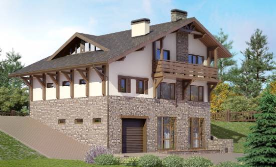 305-002-Л Проект трехэтажного дома с мансардой, современный загородный дом из кирпича Заречный | Проекты домов от House Expert
