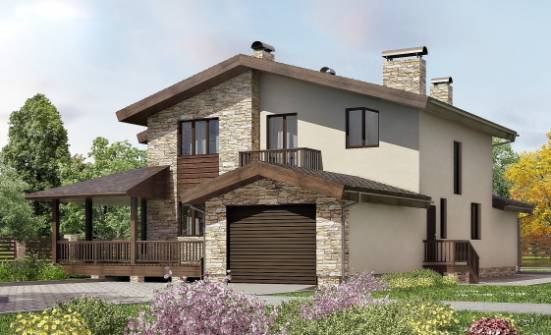220-001-Л Проект двухэтажного дома мансардой, гараж, средний загородный дом из газобетона Качканар | Проекты домов от House Expert