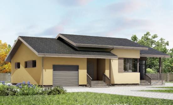 135-002-Л Проект одноэтажного дома, гараж, небольшой дом из поризованных блоков Берёзовский | Проекты домов от House Expert