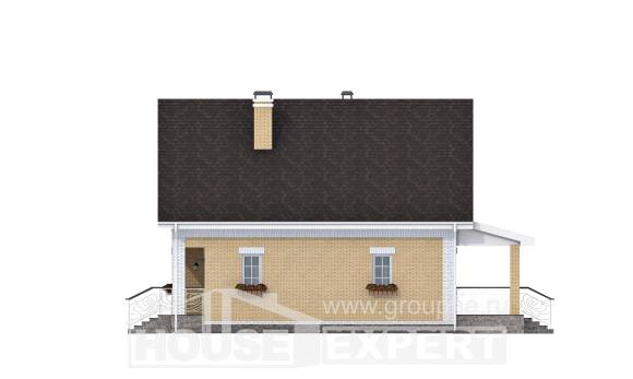 130-004-П Проект двухэтажного дома с мансардой, экономичный коттедж из поризованных блоков, Верхотурье