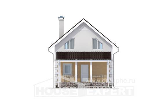 070-002-П Проект двухэтажного дома мансардой, бюджетный загородный дом из поризованных блоков, Дегтярск