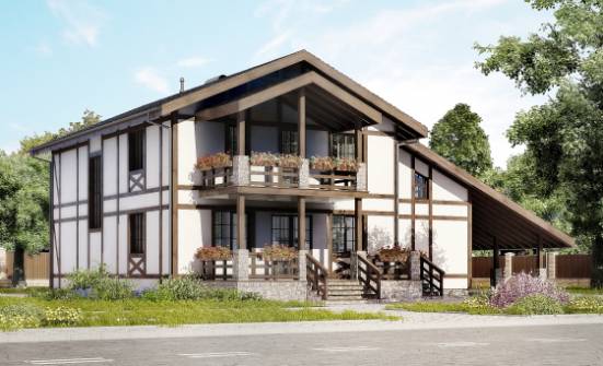 250-002-Л Проект двухэтажного дома мансардой, гараж, классический загородный дом из кирпича, Верхняя Салда