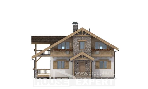 150-004-П Проект двухэтажного дома с мансардным этажом, бюджетный загородный дом из теплоблока, Верхотурье
