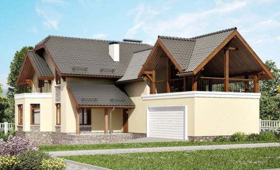 255-003-П Проект трехэтажного дома с мансардой и гаражом, классический домик из твинблока, Богданович