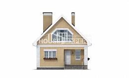 130-004-П Проект двухэтажного дома мансардой, бюджетный загородный дом из теплоблока, Нижние Серги