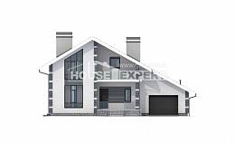 180-001-П Проект двухэтажного дома с мансардой и гаражом, скромный дом из твинблока, Нижняя Тура