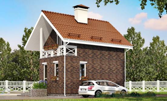 045-001-Л Проект двухэтажного дома с мансардой, простой домик из теплоблока, Нижняя Салда