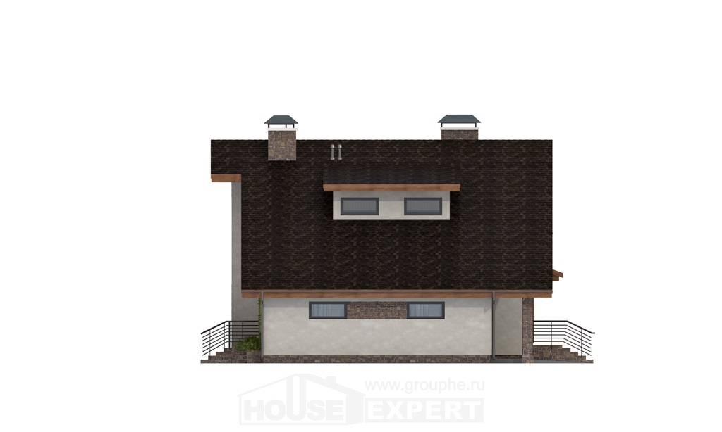 180-008-Л Проект двухэтажного дома мансардный этаж и гаражом, простой загородный дом из блока, Верхотурье