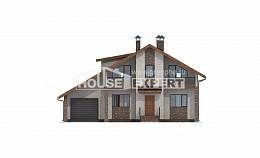180-008-Л Проект двухэтажного дома мансардой, гараж, классический коттедж из твинблока, Серов