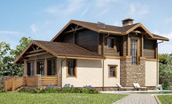 170-004-П Проект двухэтажного дома с мансардным этажом и гаражом, бюджетный загородный дом из теплоблока из дерева, Дегтярск