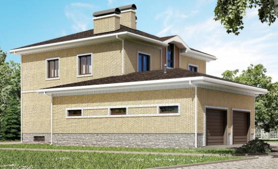 350-002-Л Проект трехэтажного дома и гаражом, большой домик из кирпича, Верхняя Салда