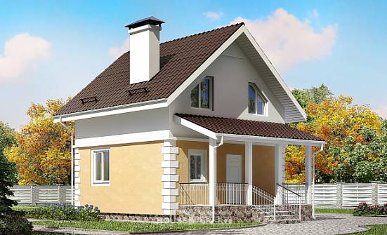 070-002-П Проект двухэтажного дома мансардой, крохотный коттедж из поризованных блоков, Североуральск