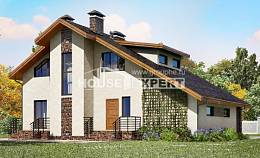 180-008-Л Проект двухэтажного дома с мансардным этажом и гаражом, средний коттедж из газосиликатных блоков, Ревда