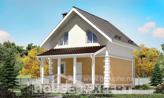 070-002-П Проект двухэтажного дома с мансардой, дешевый коттедж из теплоблока, Карпинск